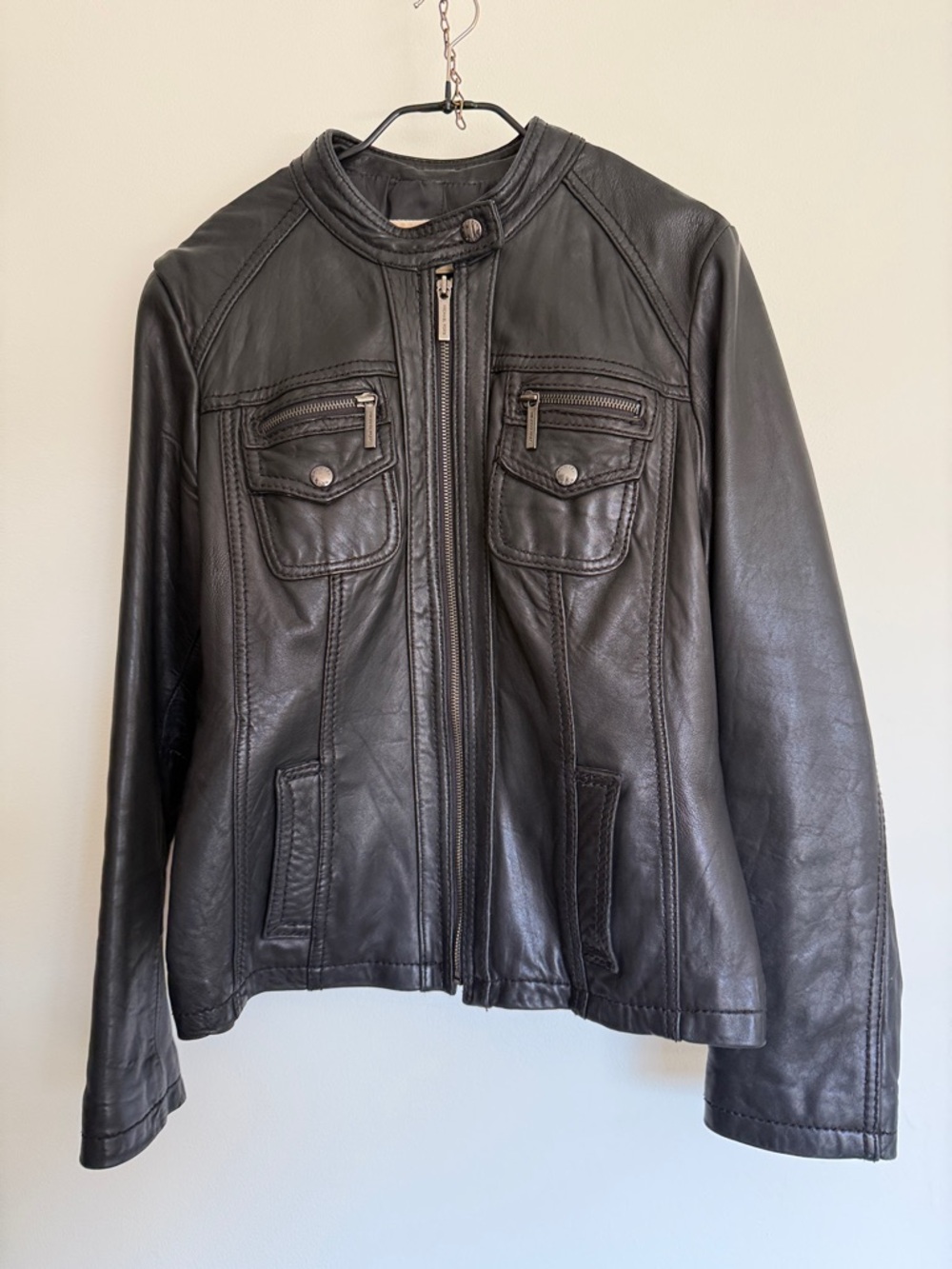Michael Kors Black Leather Zipper Jacket